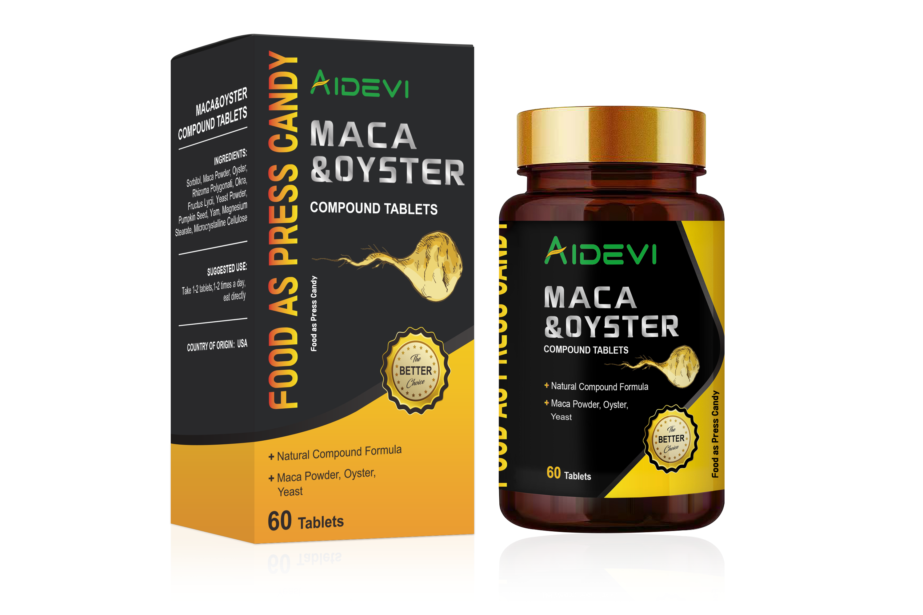 AIDEVI Maca Oyster Men’s Tablets (GT) 60pcs For Fertility Stronger Made IN USA缩略图