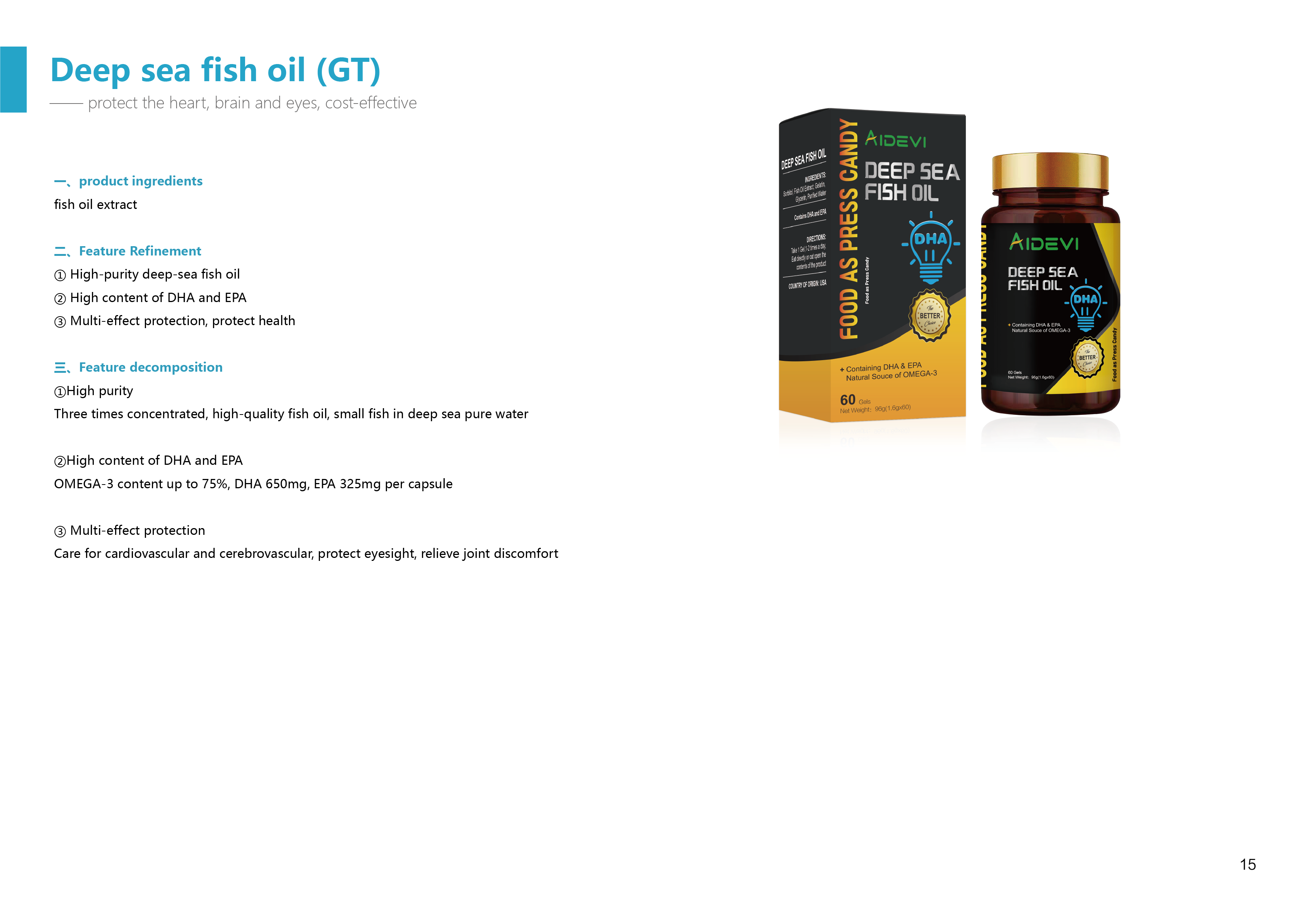 AIDEVI Deep Sea Fish Oil DHA EPA OMEGA-3 60 Softgel For Child Eldly Dietary Supplement Made In USA插图